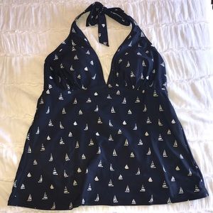 Navy Sailboat Tankini Top